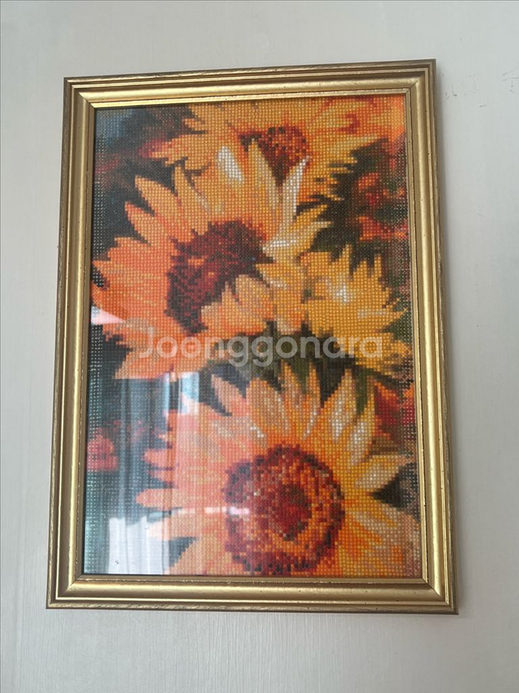 해바라기 보석 십자수 + 액자포함 인테리어 소품 그림--0