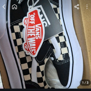 반스 키즈 벨크로 체크보드 스니커즈 180