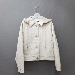 한섬 타임 2021 퀄팅 페이크 레더 후드 자켓 F사이즈