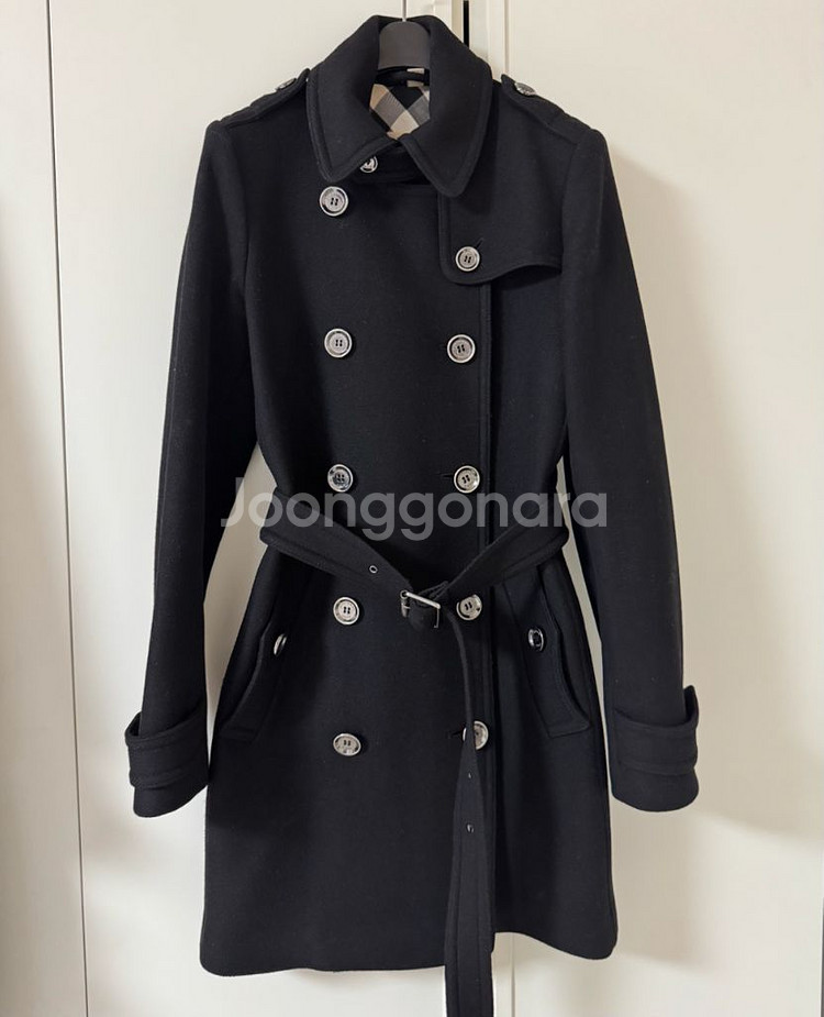버버리 블랙 울 캐시미어 트렌치 코트 4사이즈 55사이--0