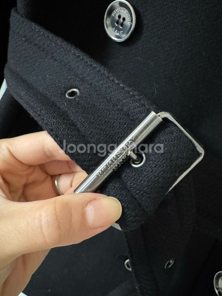 버버리 블랙 울 캐시미어 트렌치 코트 4사이즈 55사이--7