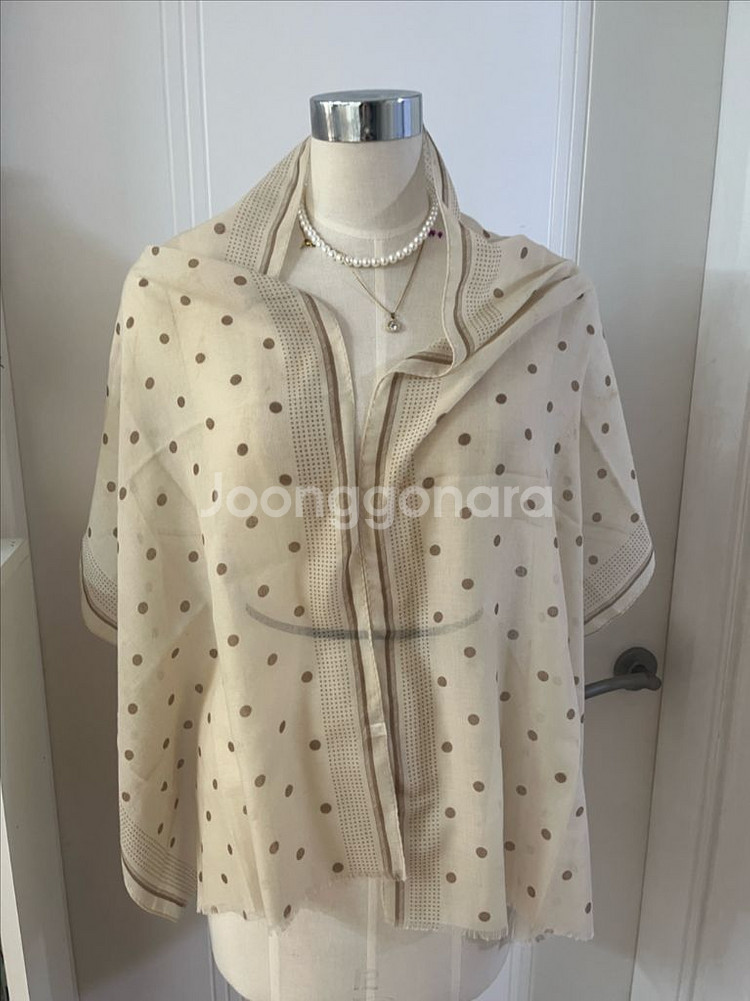 패션 스카프 4개 세트 봄가을, 가을겨울 땡땡이 체크 무지 패턴 투톤--2