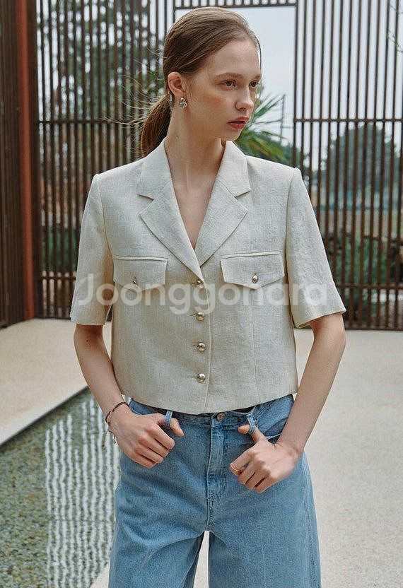 온앤온 썸머 크롭 트위드 자켓--0