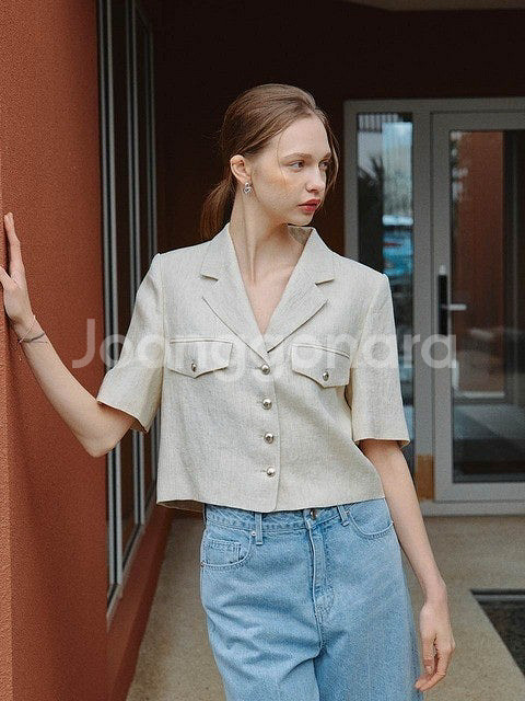 온앤온 썸머 크롭 트위드 자켓--2