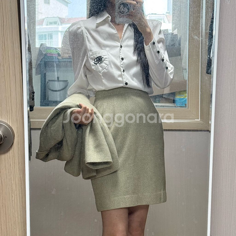 금명이 취업룩 민트 정장 셋업 투피스 자켓 스커트 세트--2