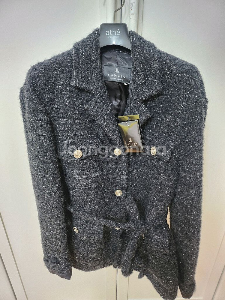 완판) 랑방 램스울 블렌드 글리터 벨티드 자켓--0