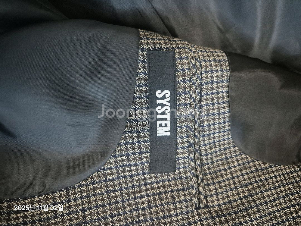 시스템옴므 글렌체크 블레이져 더블재킷 100사이즈--3