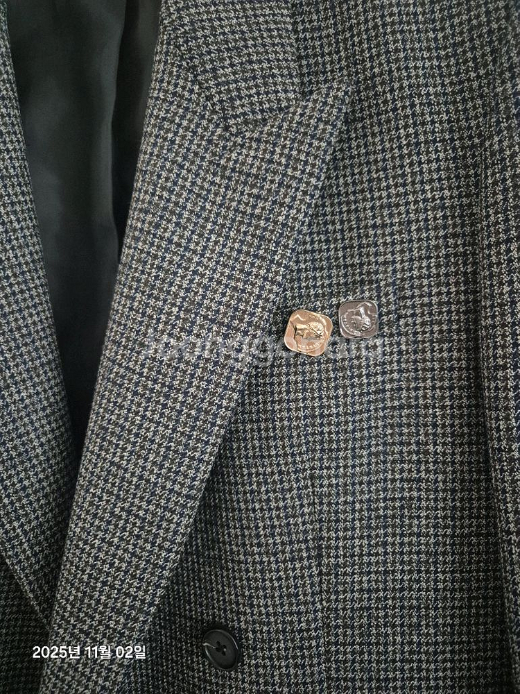 시스템옴므 글렌체크 블레이져 더블재킷 100사이즈--1