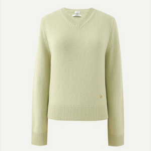 시에 모니카 울 브이넥 니트 파스텔라임