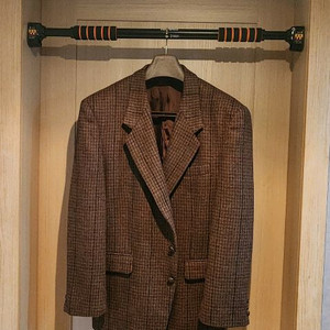 브라운 체크 트위드 모직자켓 2XL