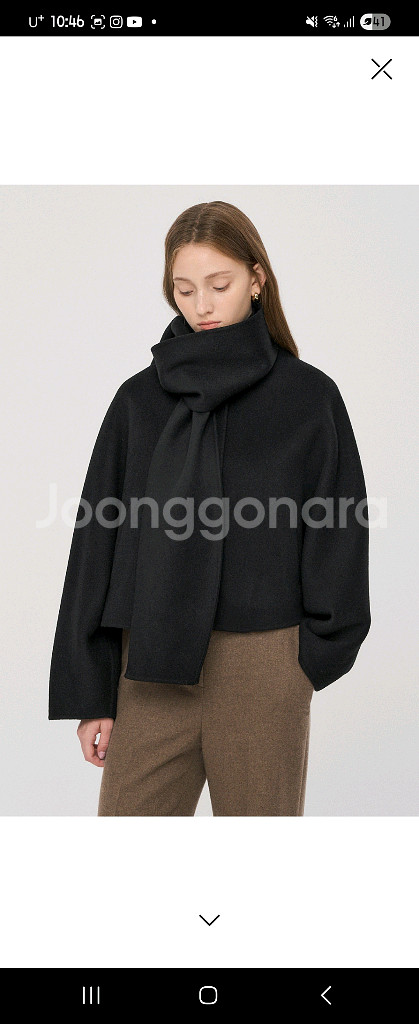 한섬 더캐시미어 블렌드 핸드메이드 케이프 자켓 & 머플러--4