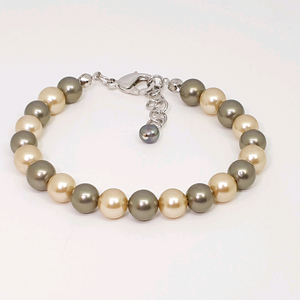 카키&딥그린 핵진주 팔찌