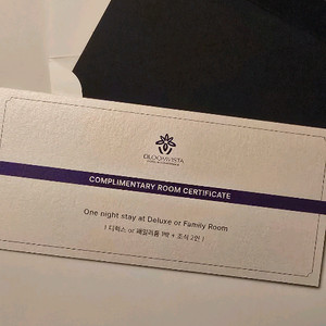 블룸비스타 디럭스패밀리1박+조식2인 숙박권 팔아요.