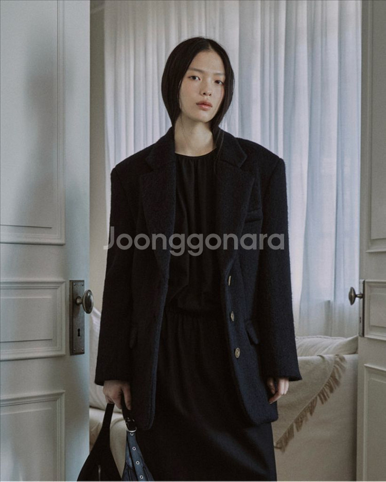 마이스 헤어리 알파카 블렌디드 싱글 코트 울 자켓--1