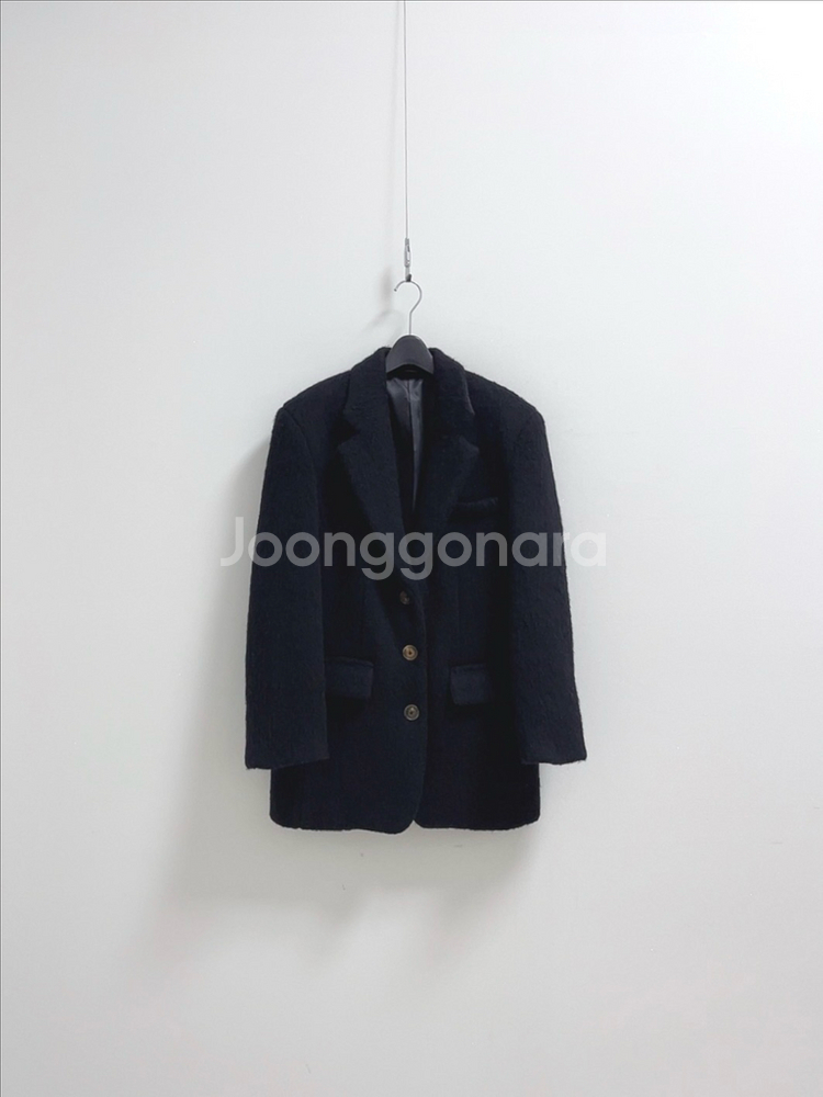 마이스 헤어리 알파카 블렌디드 싱글 코트 울 자켓--4