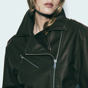 <ZARA>빈티지 페이크레더 크롭 바이커 자켓