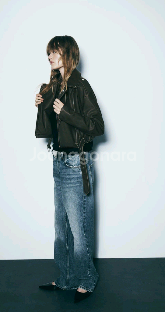 <ZARA>빈티지 페이크레더 크롭 바이커 자켓--2