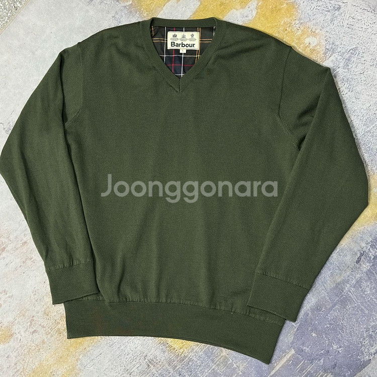 바버 브이넥 메리노울 니트 L--0