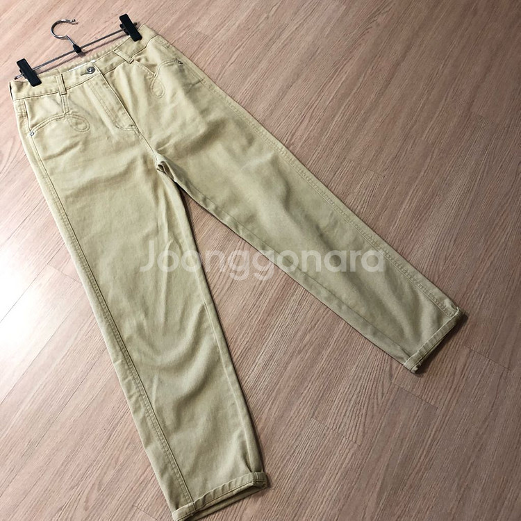 럭키슈에뜨 20년 마린 장식 베이지 면바지 데님 팬츠--3