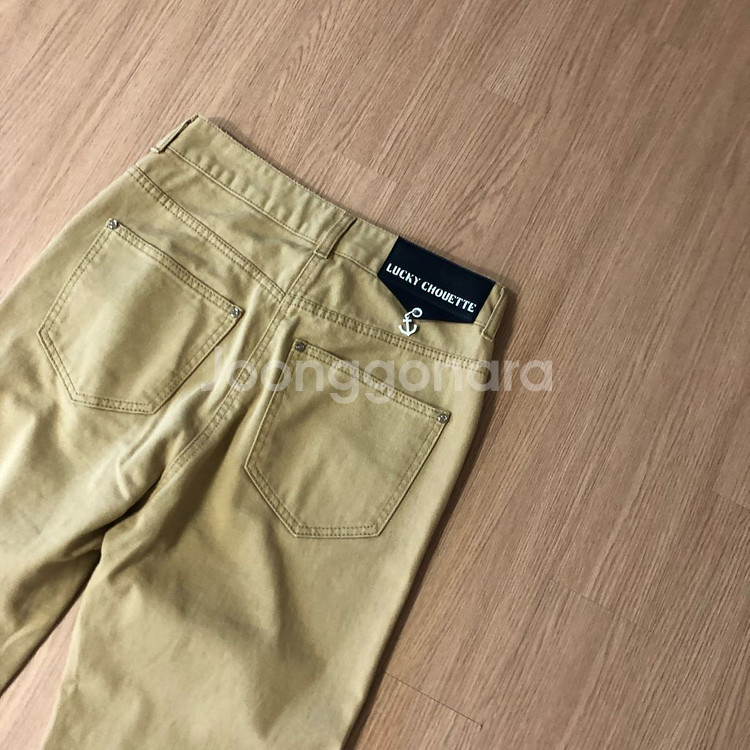 럭키슈에뜨 20년 마린 장식 베이지 면바지 데님 팬츠--5