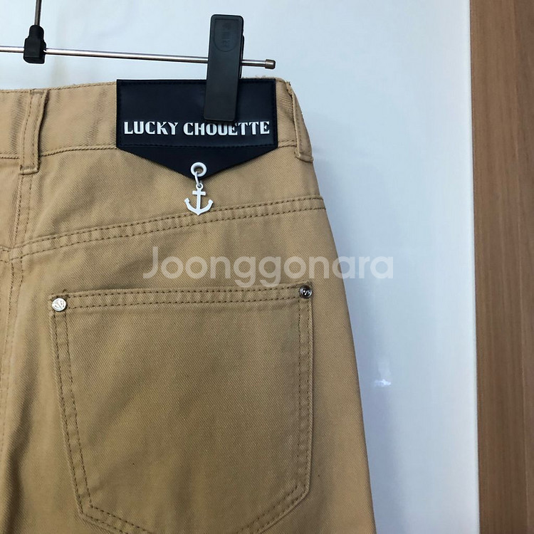 럭키슈에뜨 20년 마린 장식 베이지 면바지 데님 팬츠--8