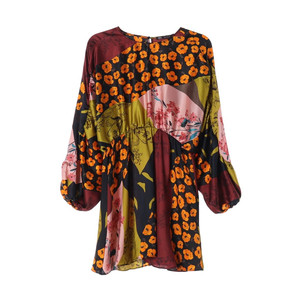 [M]자라 새틴 멀티 플로럴 긴팔 미니 원피스