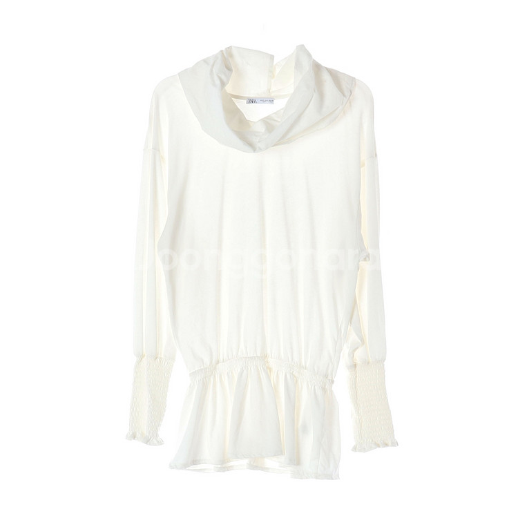 [S]자라 아이보리 터틀넥 긴팔 롱 블라우스--0