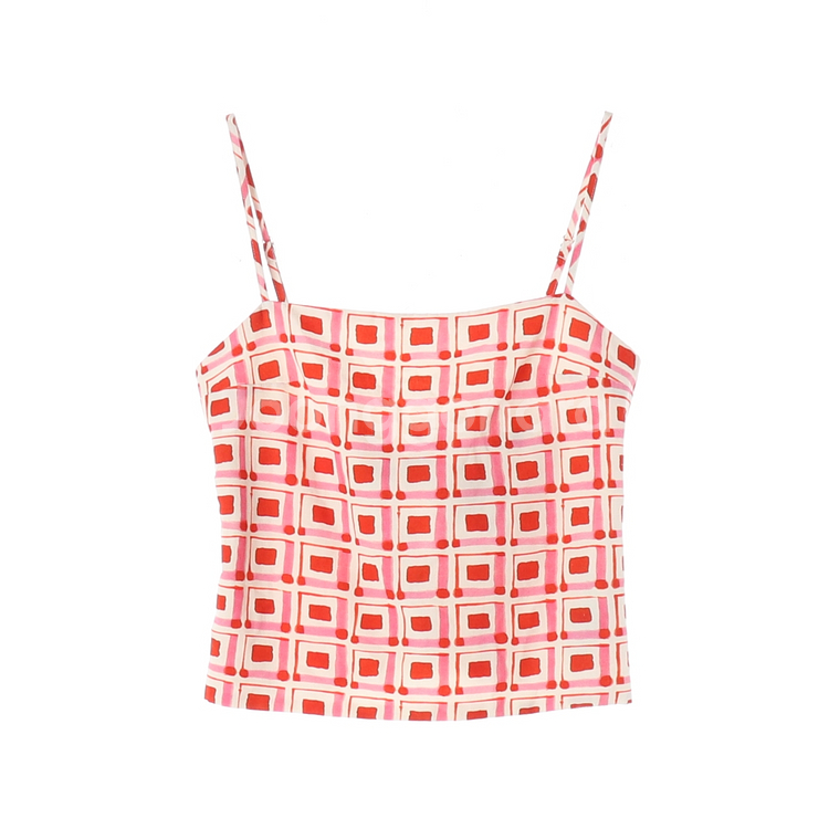 [M]자라 핑크 스퀘어 백리본 뷔스티에 크롭 나시 탑 블라우스--0