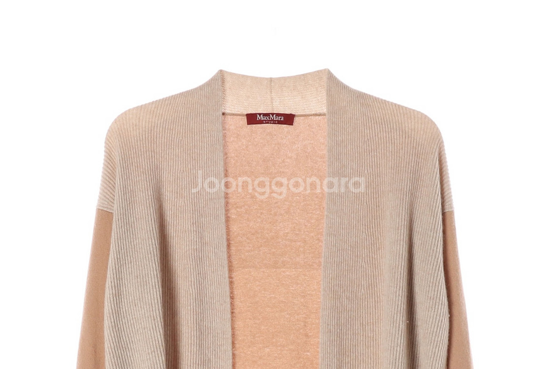 (정품)[S]막스마라 울캐미시어100% 베이지 골지 니트 가디건--1
