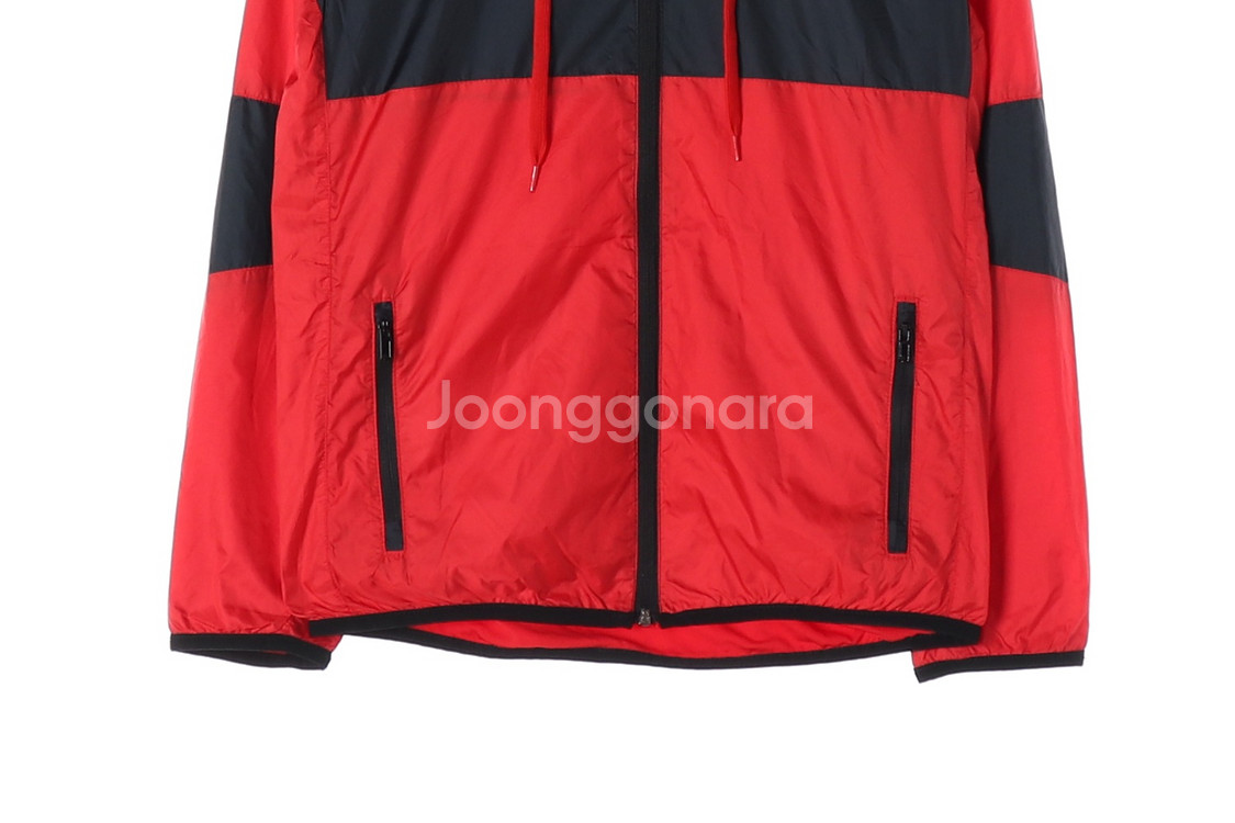[M]리복 레드 배색 바람막이 후드 집업 재킷 점퍼--2