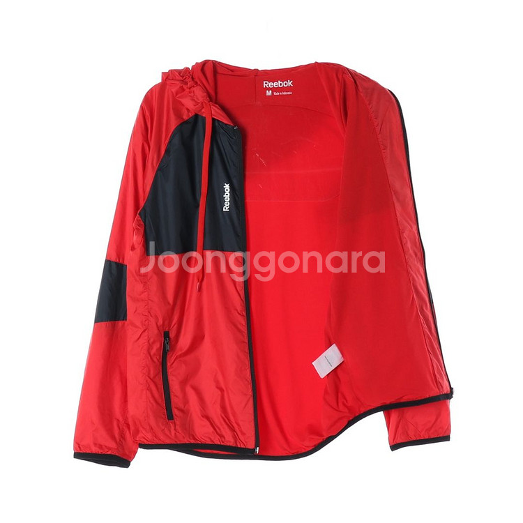 [M]리복 레드 배색 바람막이 후드 집업 재킷 점퍼--3