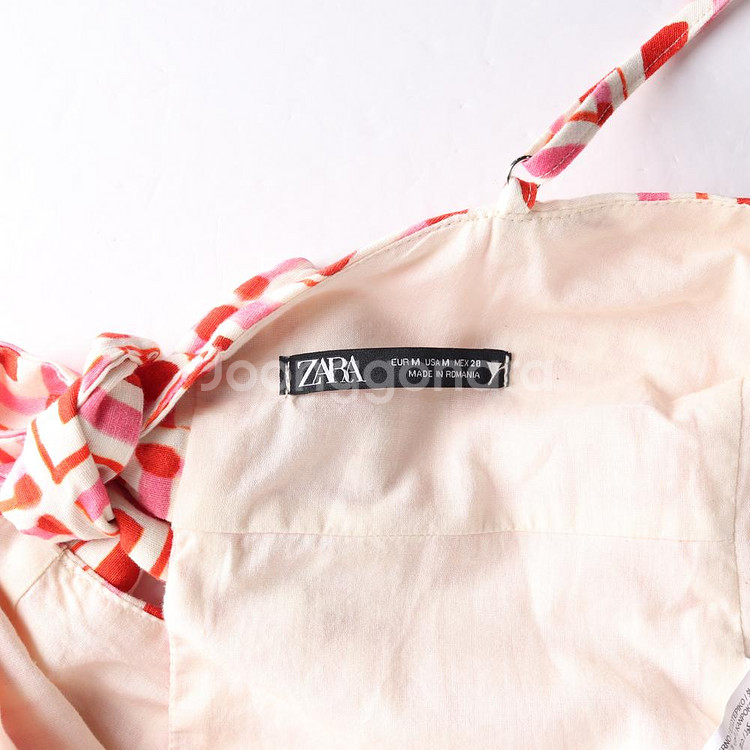 [M]자라 핑크 스퀘어 백리본 뷔스티에 크롭 나시 탑 블라우스--4