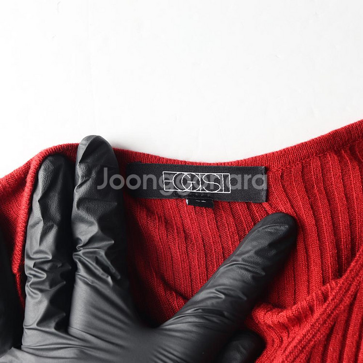 [M]에고이스트 브릭 레드 골지 브이넥 긴팔 롱 니트원피스--5