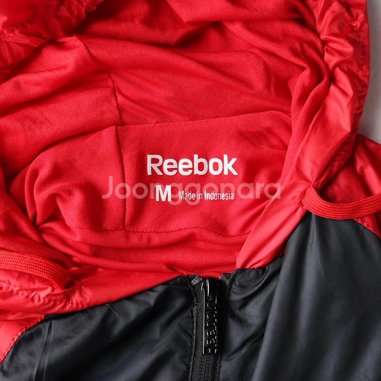 [M]리복 레드 배색 바람막이 후드 집업 재킷 점퍼--5