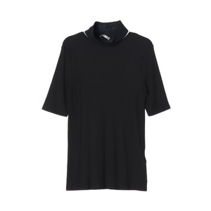 [L]자라 블랙 터틀넥 골지 반팔 니트 티셔츠