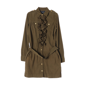 [S]폴로 진스 카키 러플 사파리 셔츠 원피스 드레스