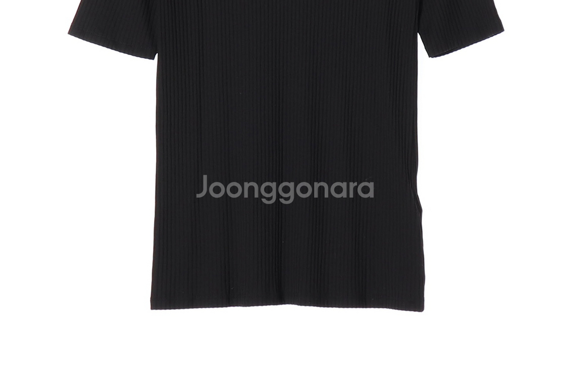 [L]자라 블랙 터틀넥 골지 반팔 니트 티셔츠--2