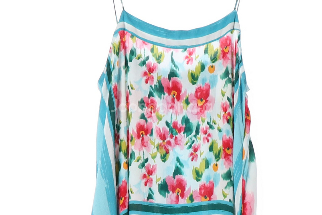 [S]자라 블루 플로럴 뷔스티에 롱 나시 원피스 슬립드레스--2