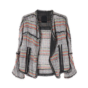 [S]미샤 린넨 블랙 멀티 트위드 지퍼 숏 자켓 재킷