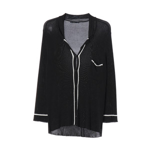 [S]자라 블랙 화이트 루즈핏 긴팔 카라 니트 가디건