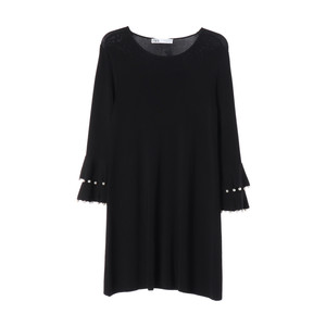 [M]자라 블랙 진주 캉캉 슬리브 긴팔 니트원피스