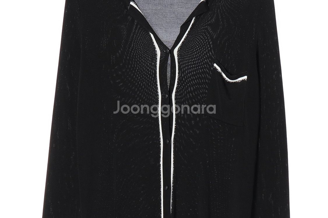 [S]자라 블랙 화이트 루즈핏 긴팔 카라 니트 가디건--2