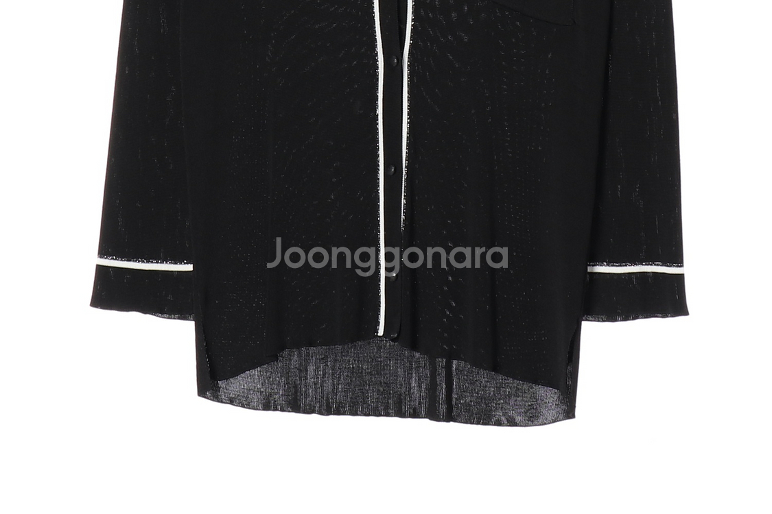 [S]자라 블랙 화이트 루즈핏 긴팔 카라 니트 가디건--3