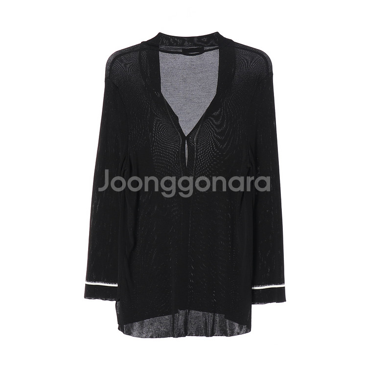 [S]자라 블랙 화이트 루즈핏 긴팔 카라 니트 가디건--4