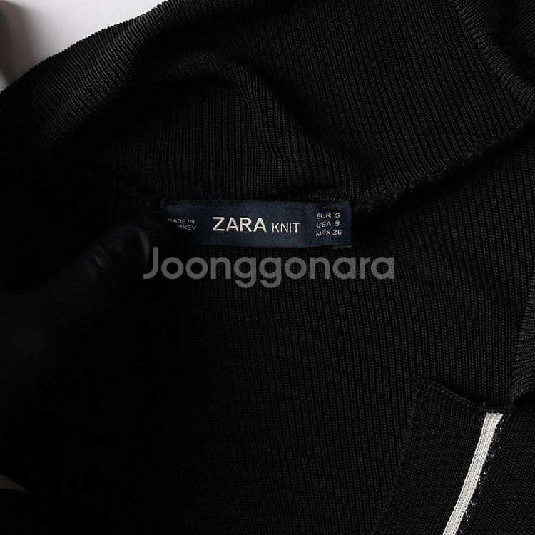 [S]자라 블랙 화이트 루즈핏 긴팔 카라 니트 가디건--5