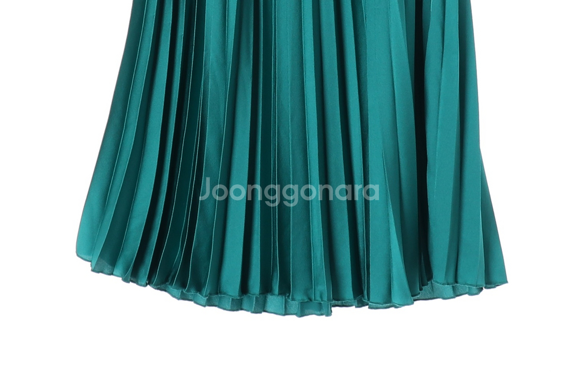 (새상품)[S]자라 그린 밴딩 롱 플리츠스커트 치마--3