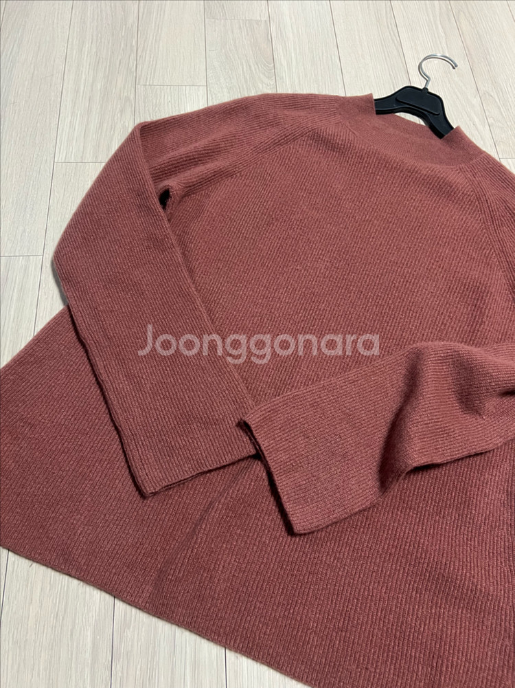 빈스 VINCE 캐시미어100% 반목 니트 모크넥 핑크브라운 스웨터--4