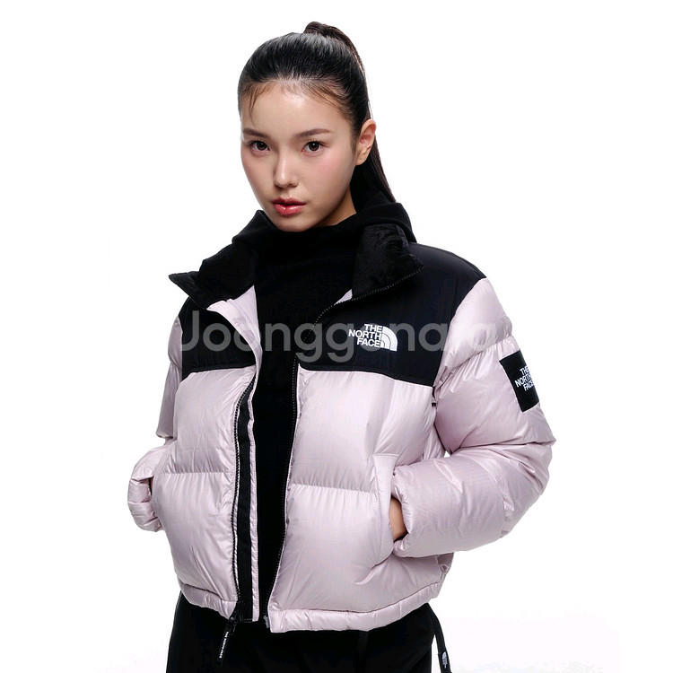 노스페이스 눕시 패딩 핑크블랙 m--1