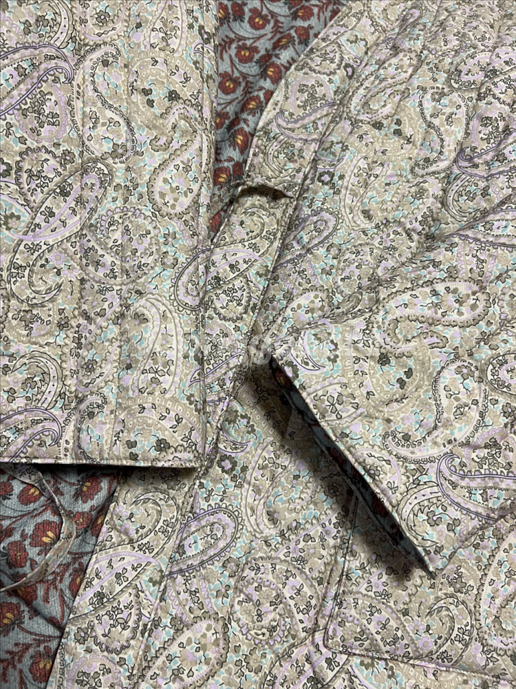 양면 누빔 퀼팅 랩 자켓 페이즐리 플라워 반다나 점퍼 기모노 솜패딩가디건--6