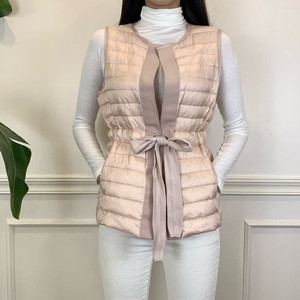 리본 오리털패딩 조끼